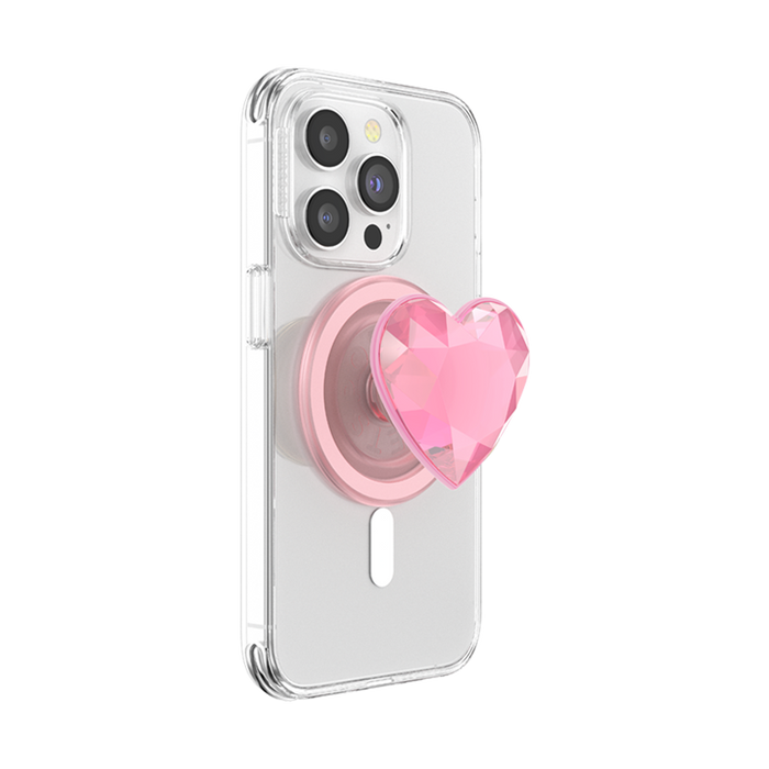 Pink Crystal Heart PopGrip for MagSafe, PopSockets